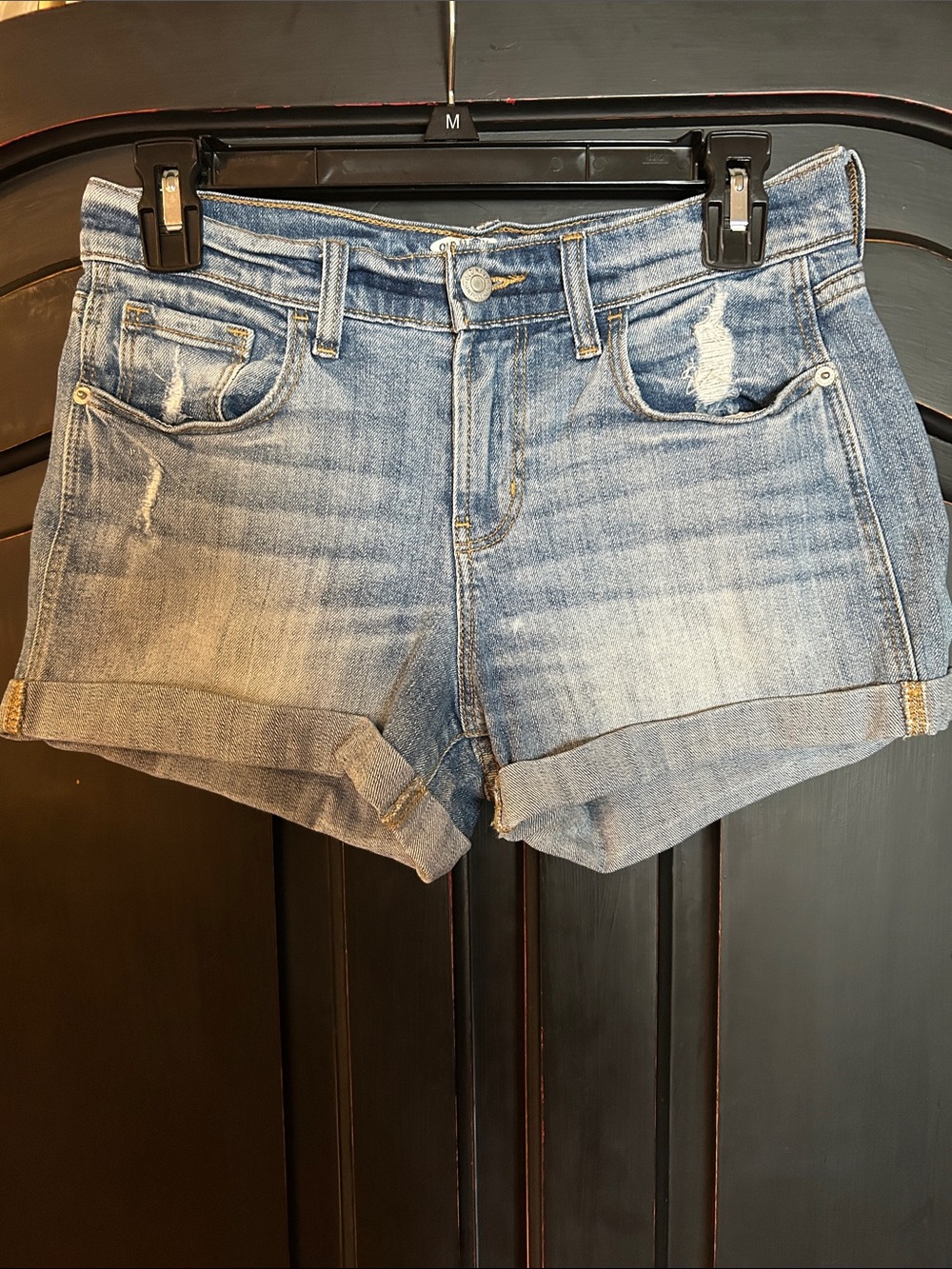 Old Navy Light Blue Rolled Cuff Denim Shorts Boyfriend style Sz 0